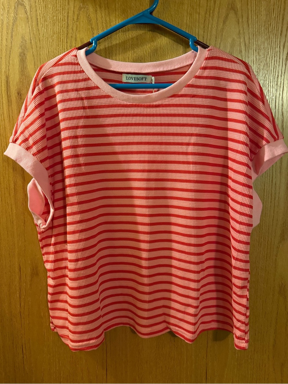 Pink & Red Striped Short Sleeve Tee and short set.